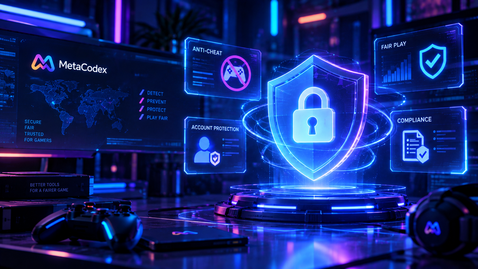 Account protection illustrated with a holographic shield
