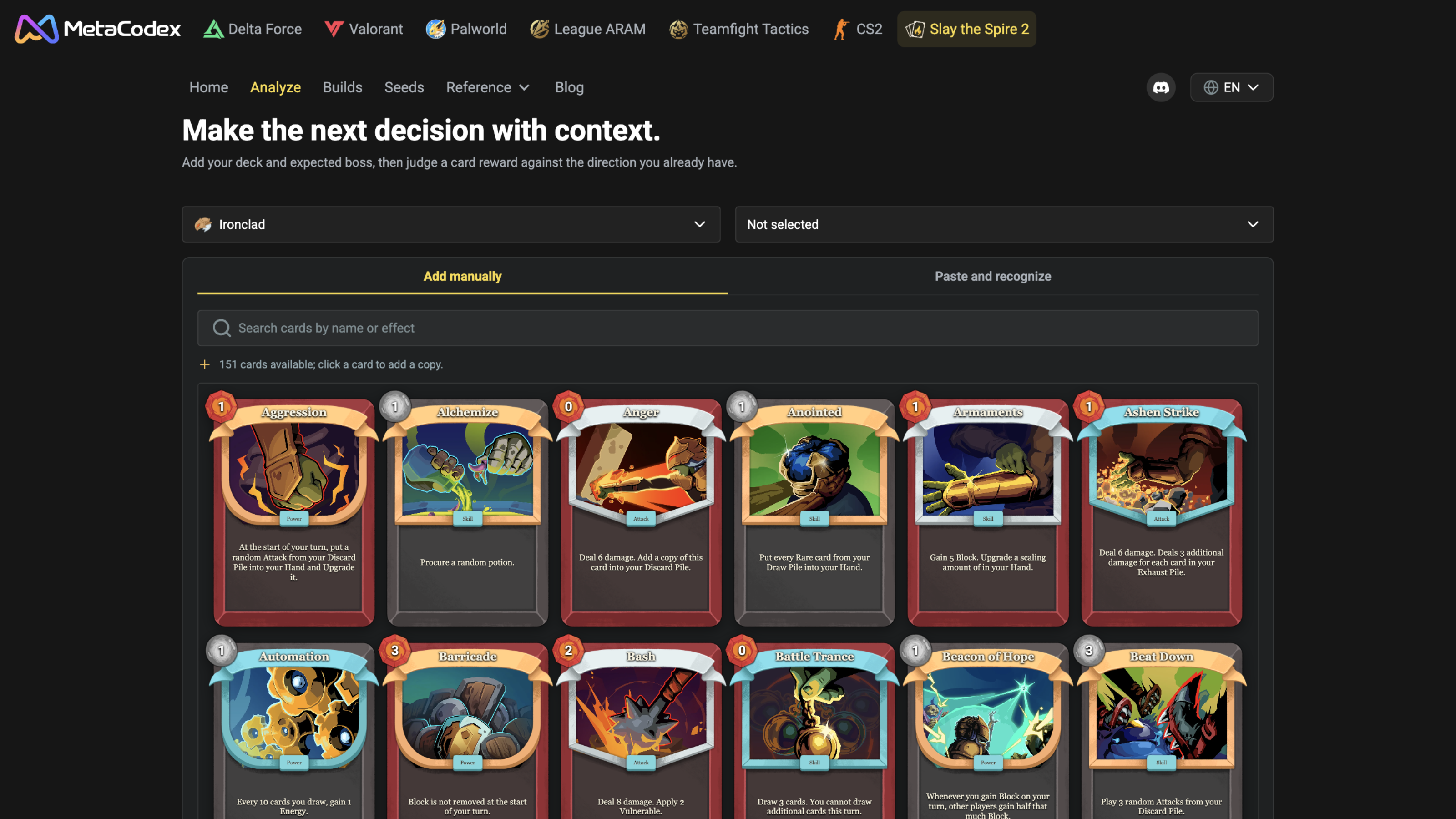 Deck & Save-File Analyzer